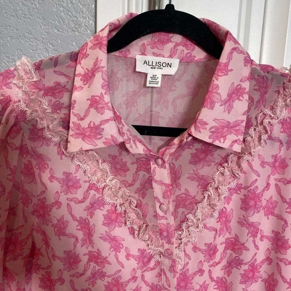 ALLISON NEW YORK DELILAH MINI SKIRT AND MATCHING TOP PINK FLORAL SET